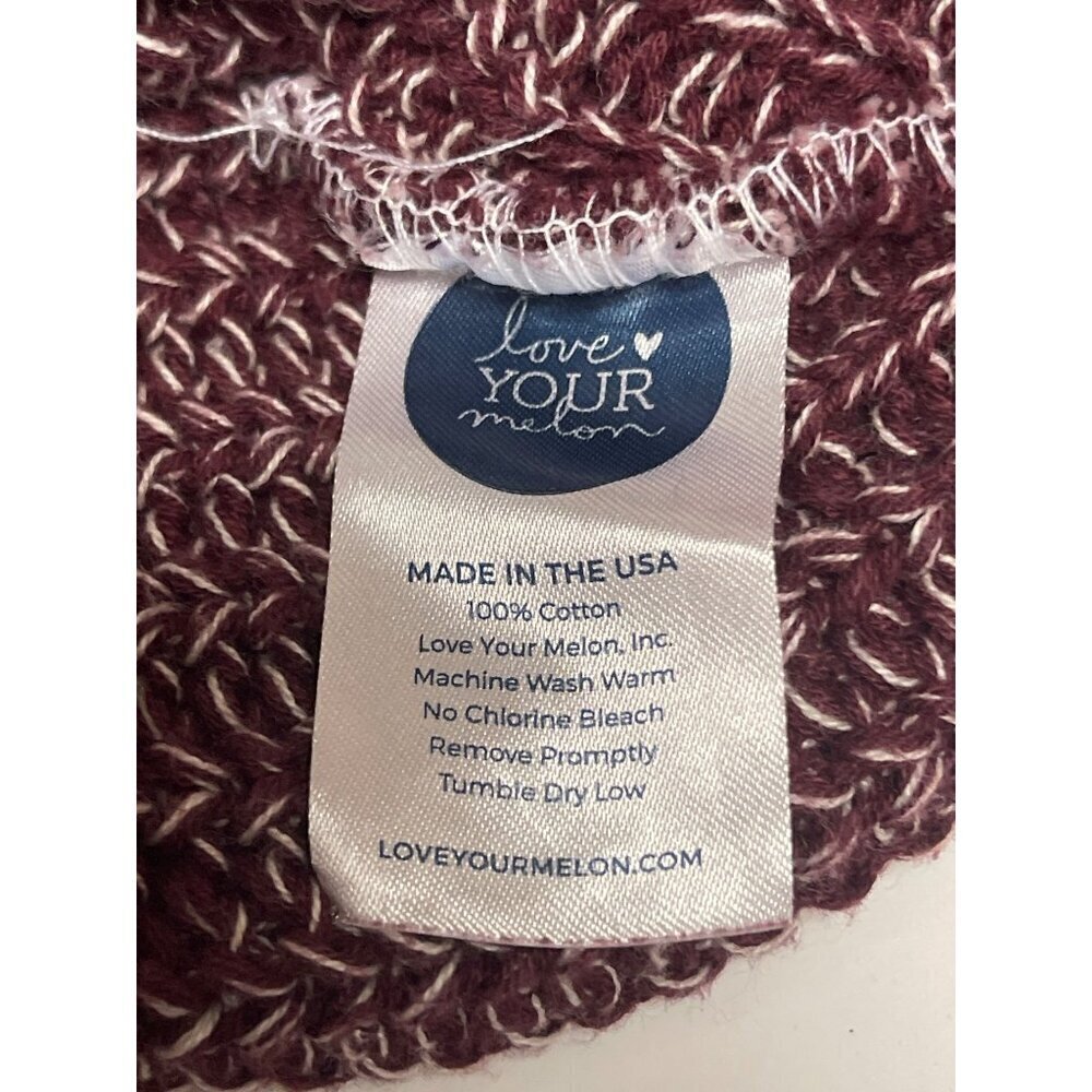 Love Your Melon 100% Cotton Burgundy Red Beanie Winter Hat - Picture 5 of 5